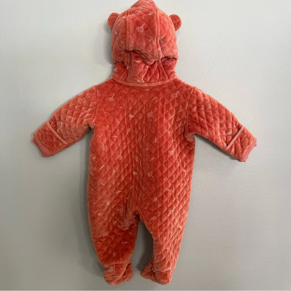 Nordstrom Baby Girl Quilted Bunting Size 6 Months Velvet Snap Front Winter